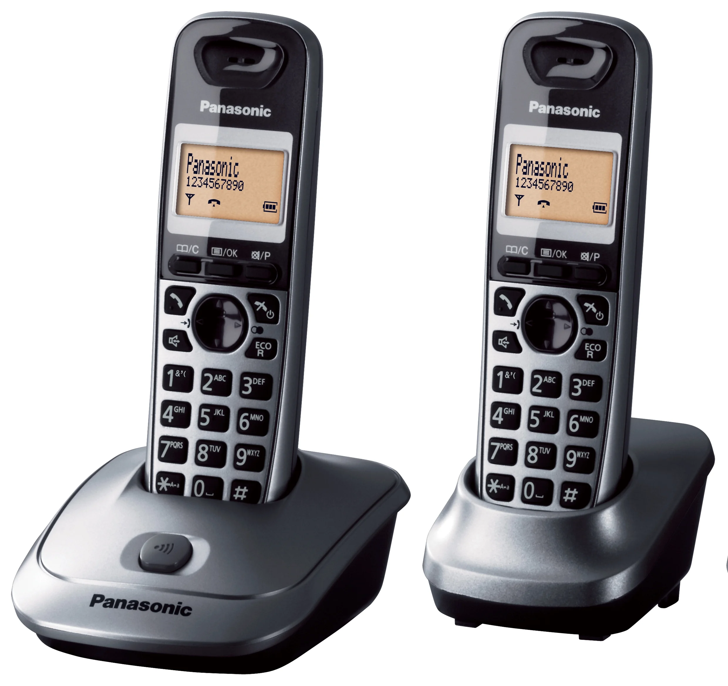 Р/телефон Panasonic KX-TG2512RU1 (черный, темно-серый металлик, 2 трубки)
