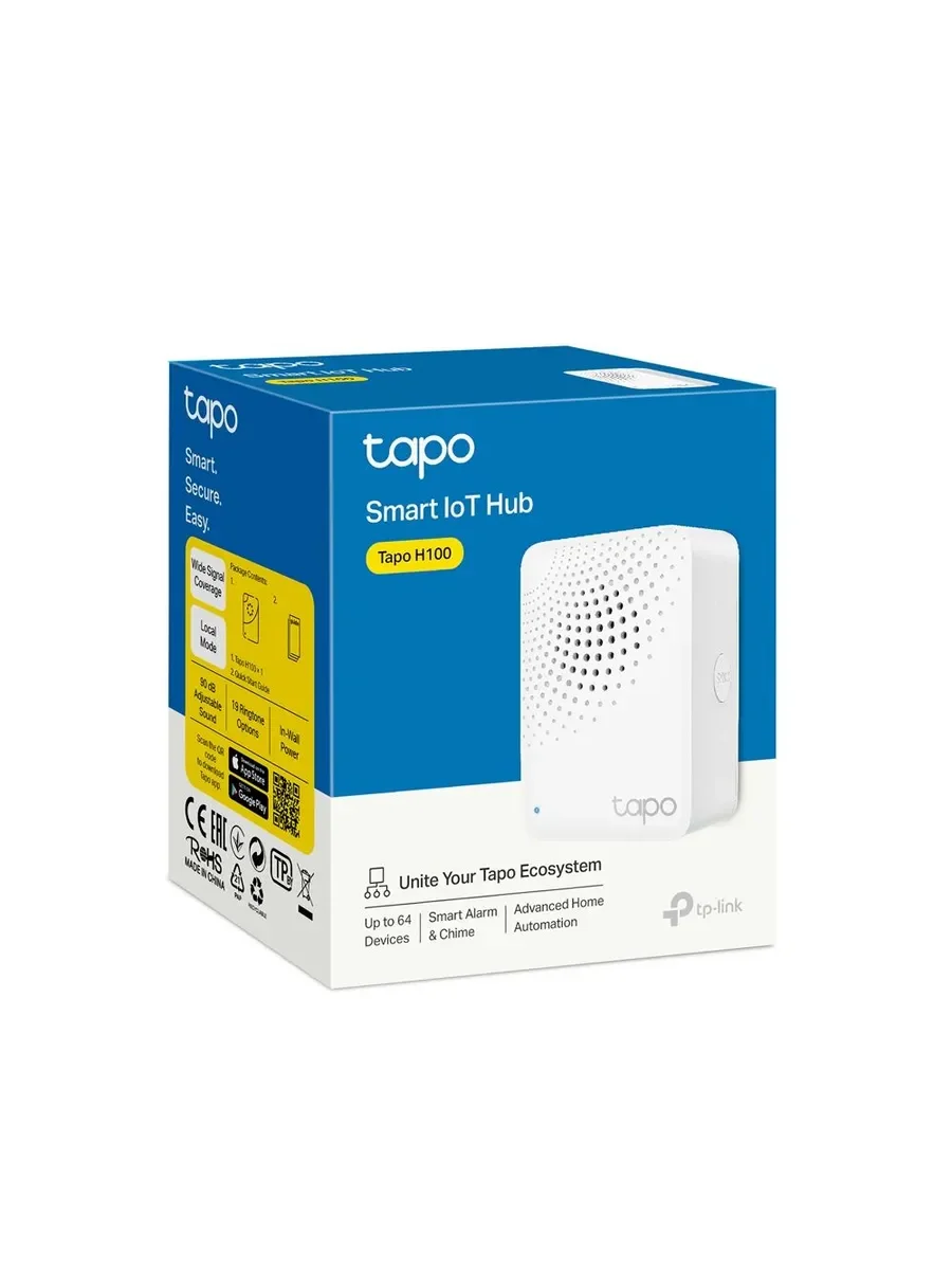 TP-Link Tapo H100 Центр управления умным домом с динамиком, Wi-Fi 2,4 ГГц, связь с устройствами на частоте 868 МГц