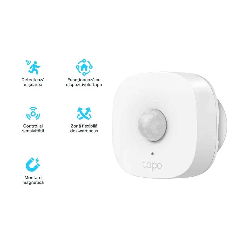 TP-Link Tapo T100 Умный датчик движения, 868 МГц, питание от батарейки CR2450, угол обнаружения — 120°