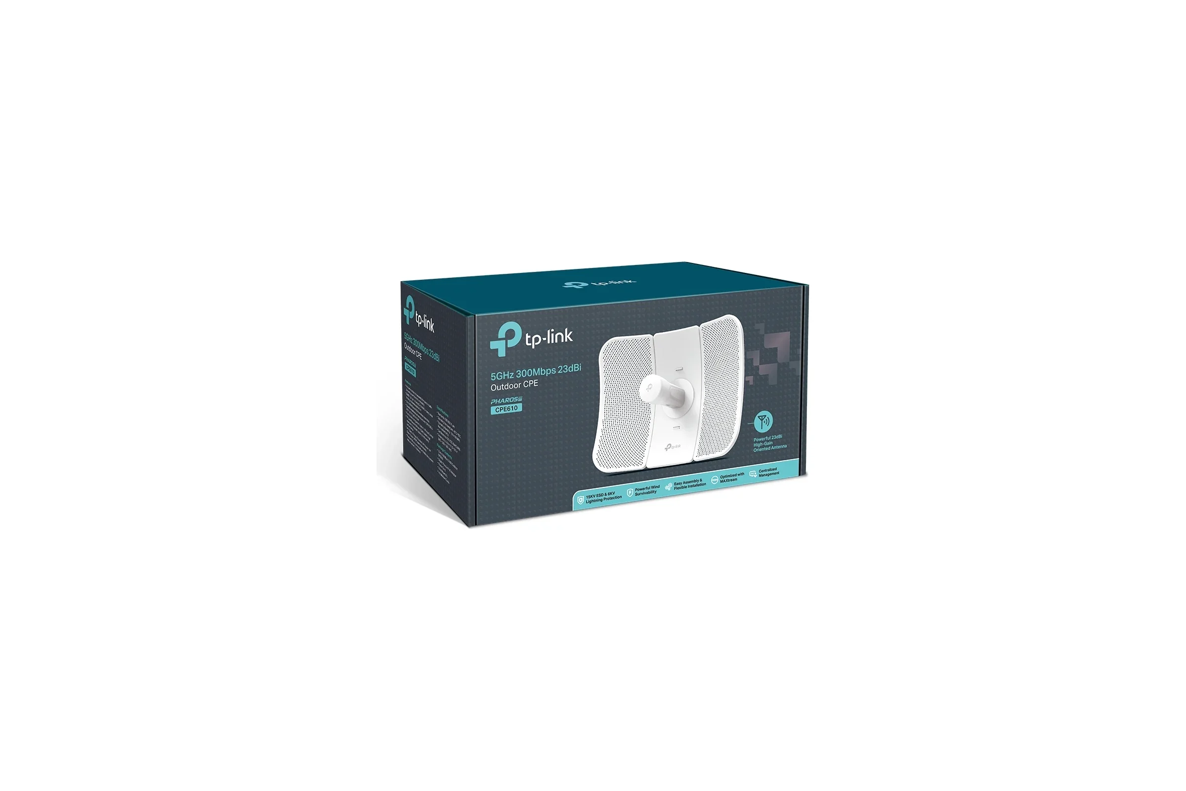 TP-Link CPE610 Уличная точка доступа Wi‑Fi, до 300 Мбит/с на 5 ГГц, 23 дБи, дальность свыше 30 км, всепогодный корпус