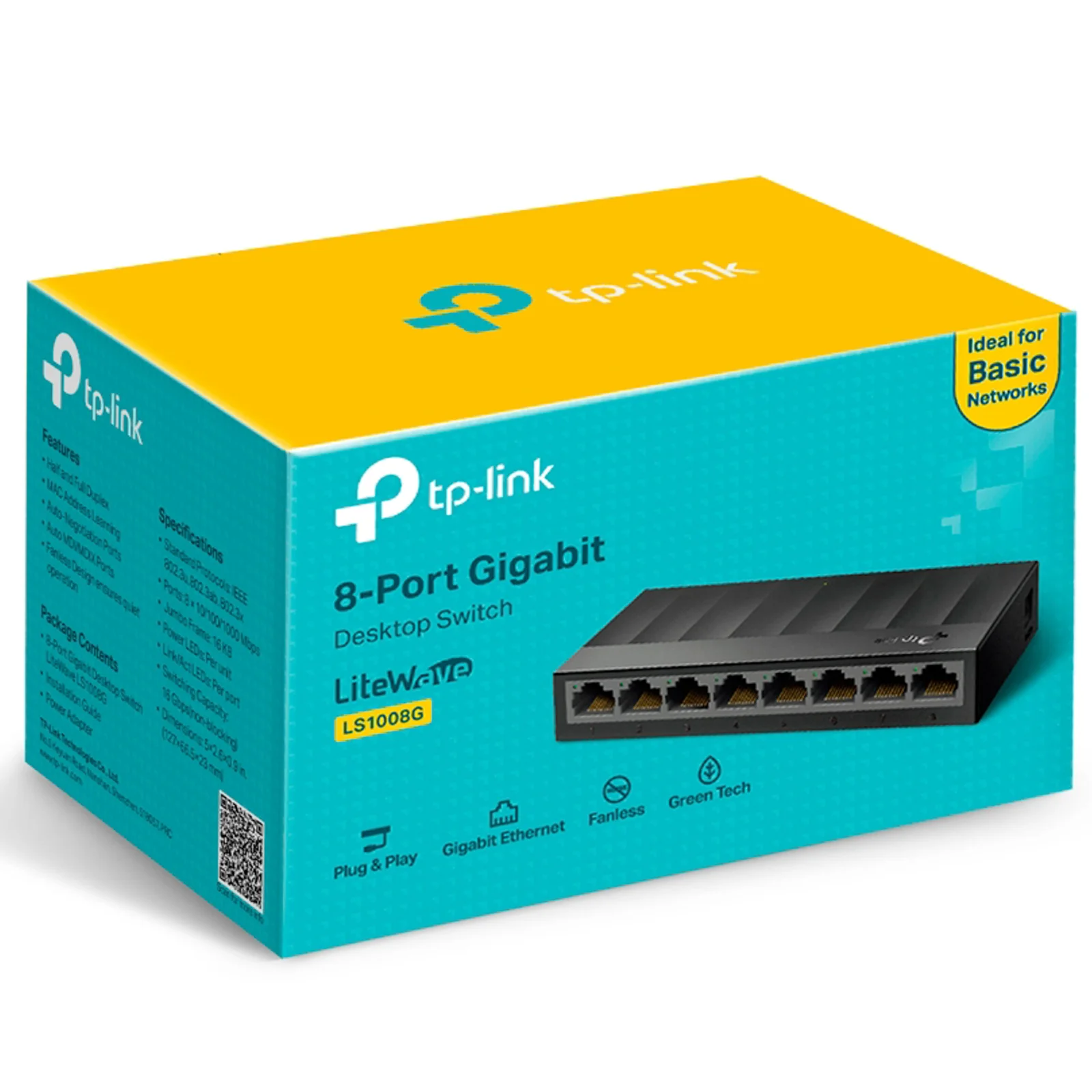 TP-Link LS1008G 8-портовый гигабитный настольный коммутатор, пластиковый корпус