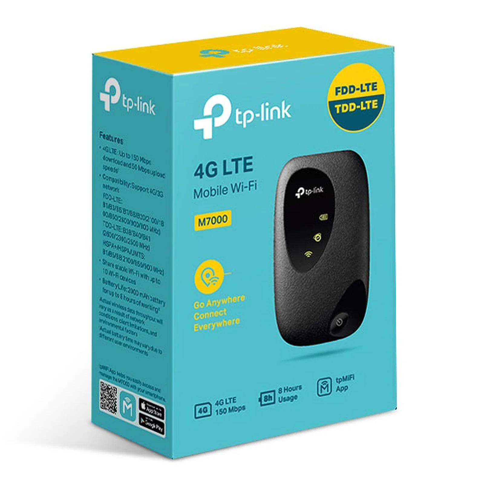 TP-Link M7000 Мобильный Wi Fi роутер N300 со встроенным модемом 4G LTE до 150 Мбит/с, аккумулятор 2000 мА·ч
