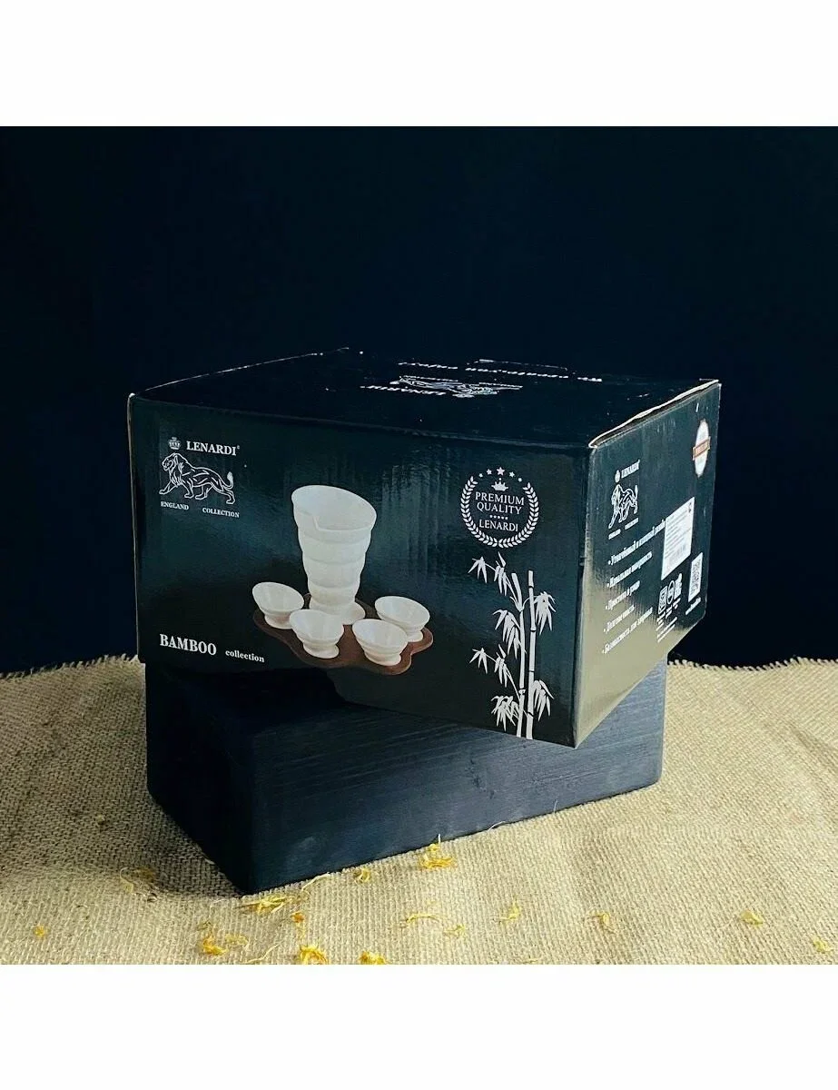 LENARDI TROPICAL Блюдо для подачи картофеля фри с соусниками 3пр. на подставке  в под.уп.(х12)Фарфор