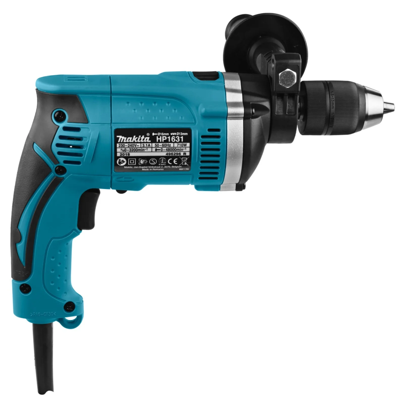 Дрель ударная Makita HP1631 710Вт патрон:быстрозажимной реверс