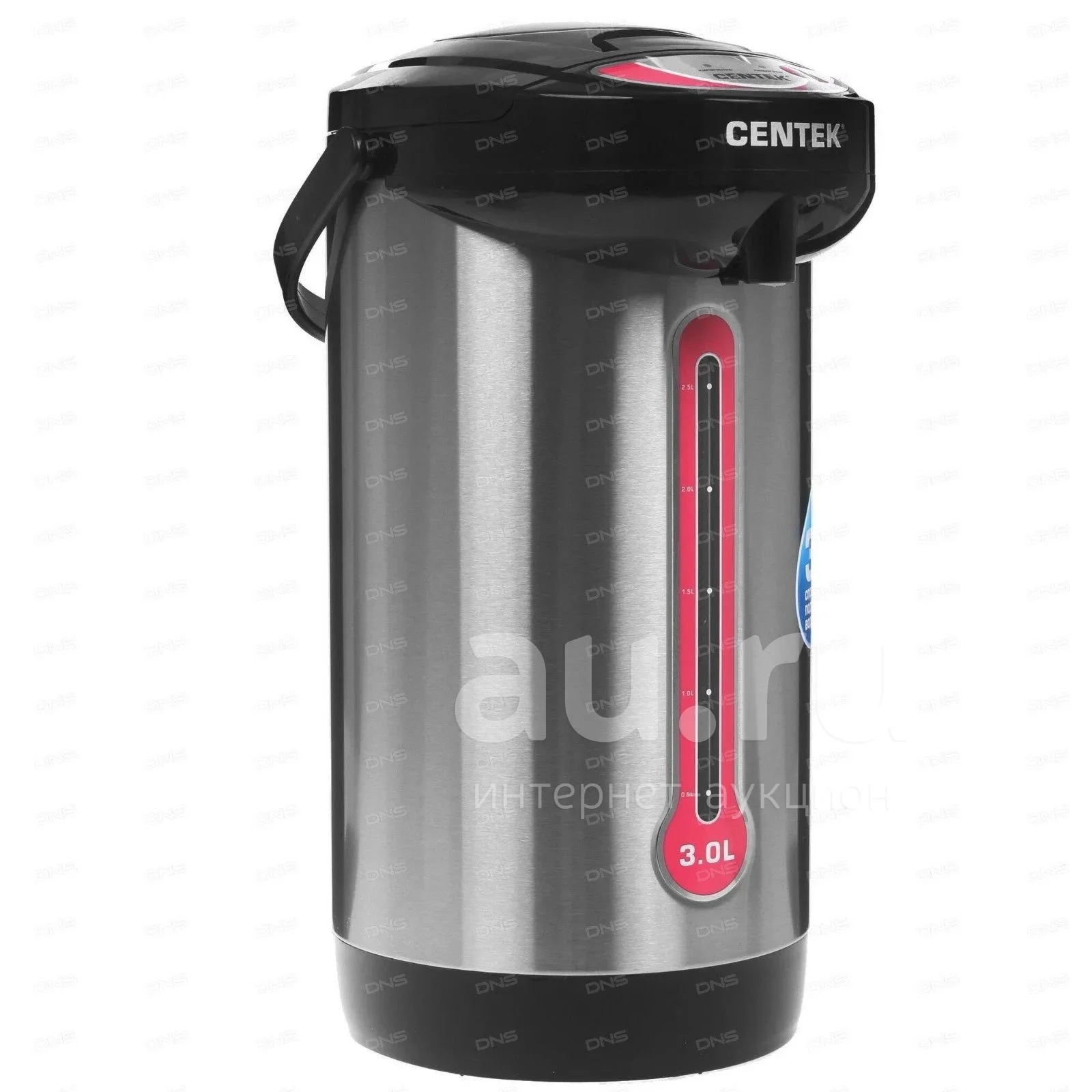 Термопот Centek CT-0080 черный, 3л, 600Вт, 3 способа подачи воды, корпус из нержавеющей стали