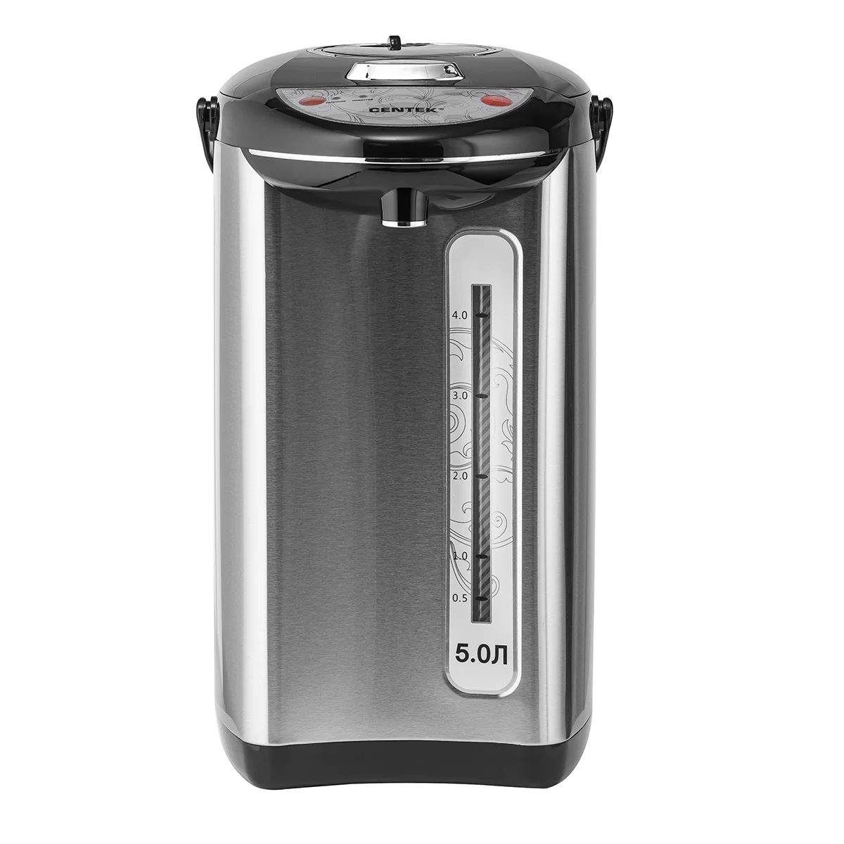 Термопот Centek CT-1083 (сталь) 5.0л, 750Вт, 3 способа подачи воды, двойная защита от перегрева
