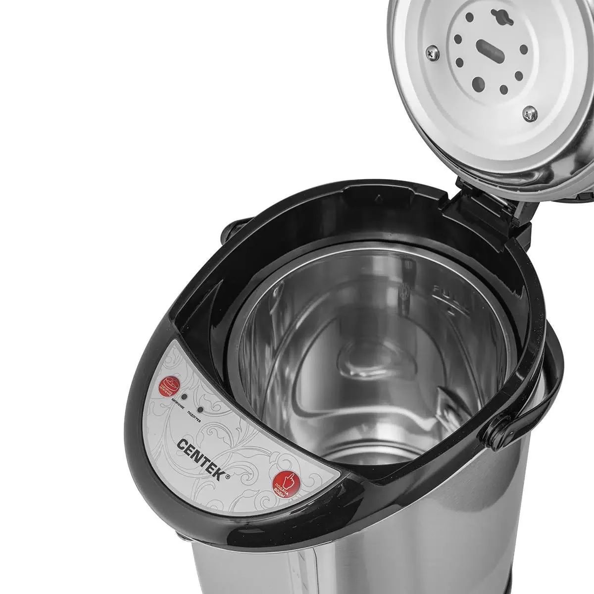 Термопот Centek CT-1083 (сталь) 5.0л, 750Вт, 3 способа подачи воды, двойная защита от перегрева