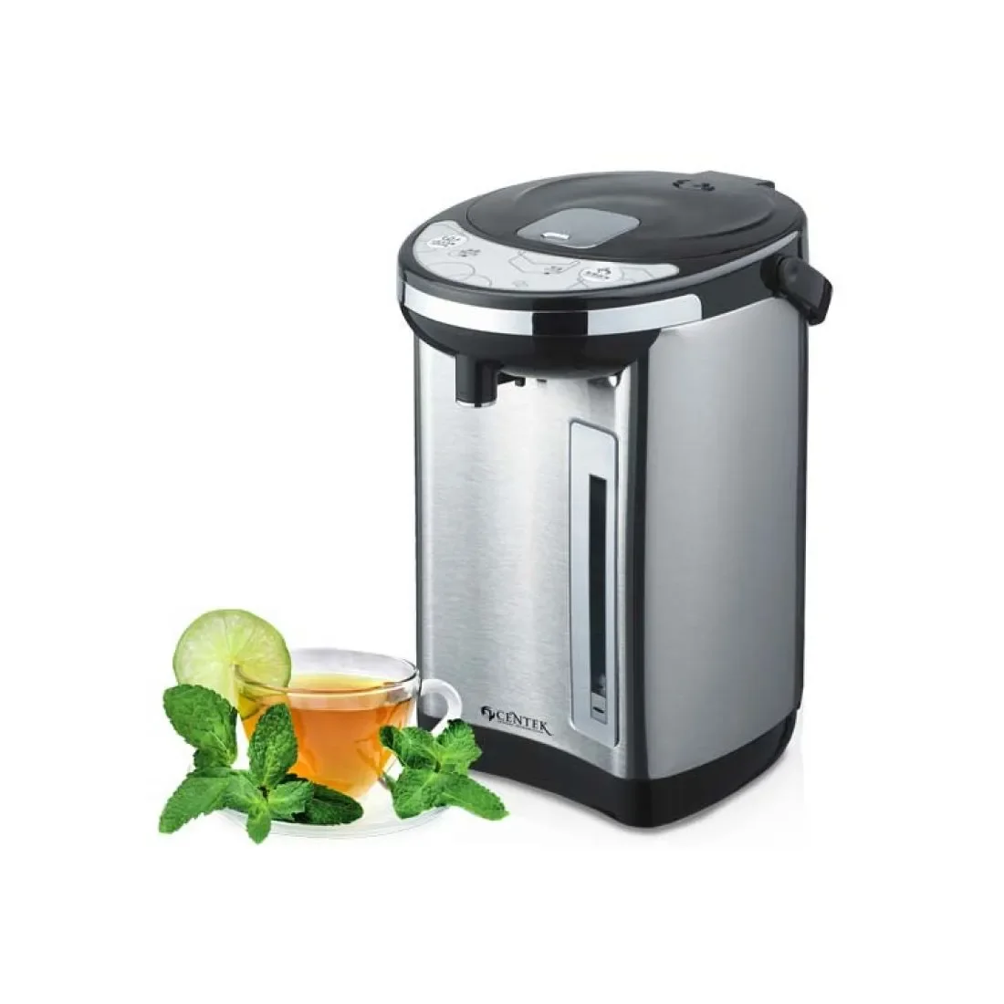 Термопот Centek CT-1084 сталь, 6.0 л, 750 Вт, 2 способа подачи воды, двойная защита от перегрева