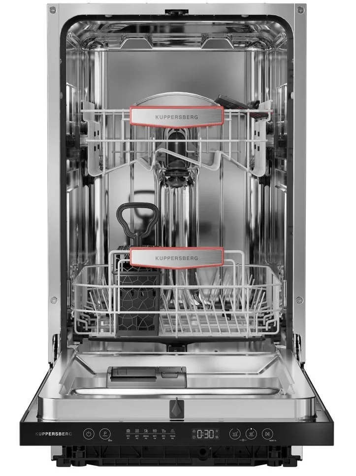 Встраиваемая посудомоечная машина Kuppersberg GHL 4531, High-Tech, 45 см, 11 комплектов, 3 корзины, 8 программ, отсрочка старта, автоматическое открыв