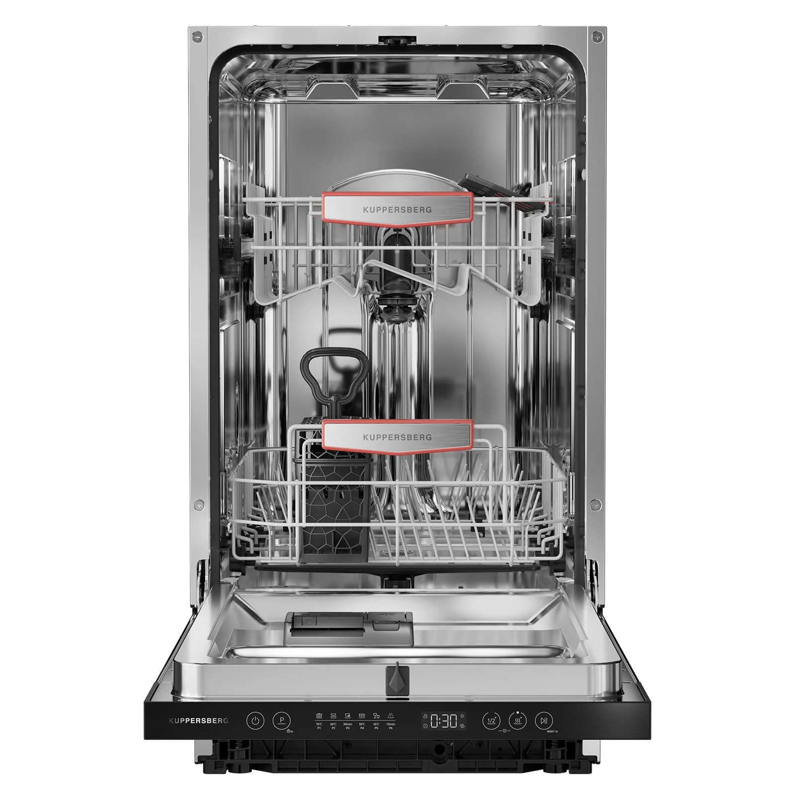Встраиваемая посудомоечная машина Kuppersberg GHS 4520, High-Tech, 45 см, 10 комплектов, 6 программ, 3 корзины, конденсационная сушка, полная защита о