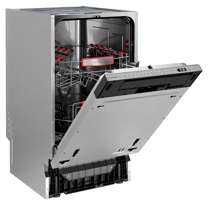 Встраиваемая посудомоечная машина Kuppersberg GHS 4526, High-Tech, 45 см, 10 комплектов, 3 корзины, 8 программ, отсрочка старта, автоматическое открыв
