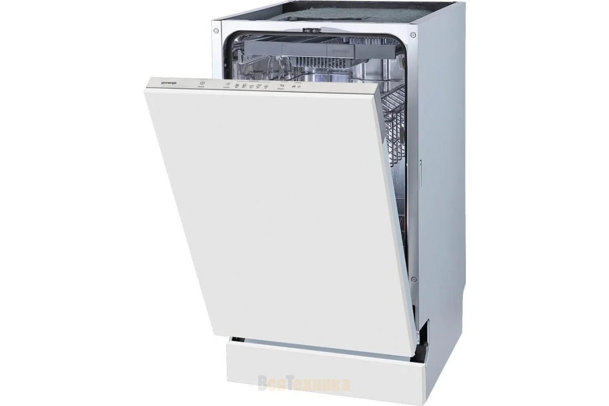 Посудомоечная машина встраиваемая Gorenje GV520D17S, загрузка 10 комплектов, стандартный мотор, регулировка верхней корзины по высоте, 3 корзины, кноп