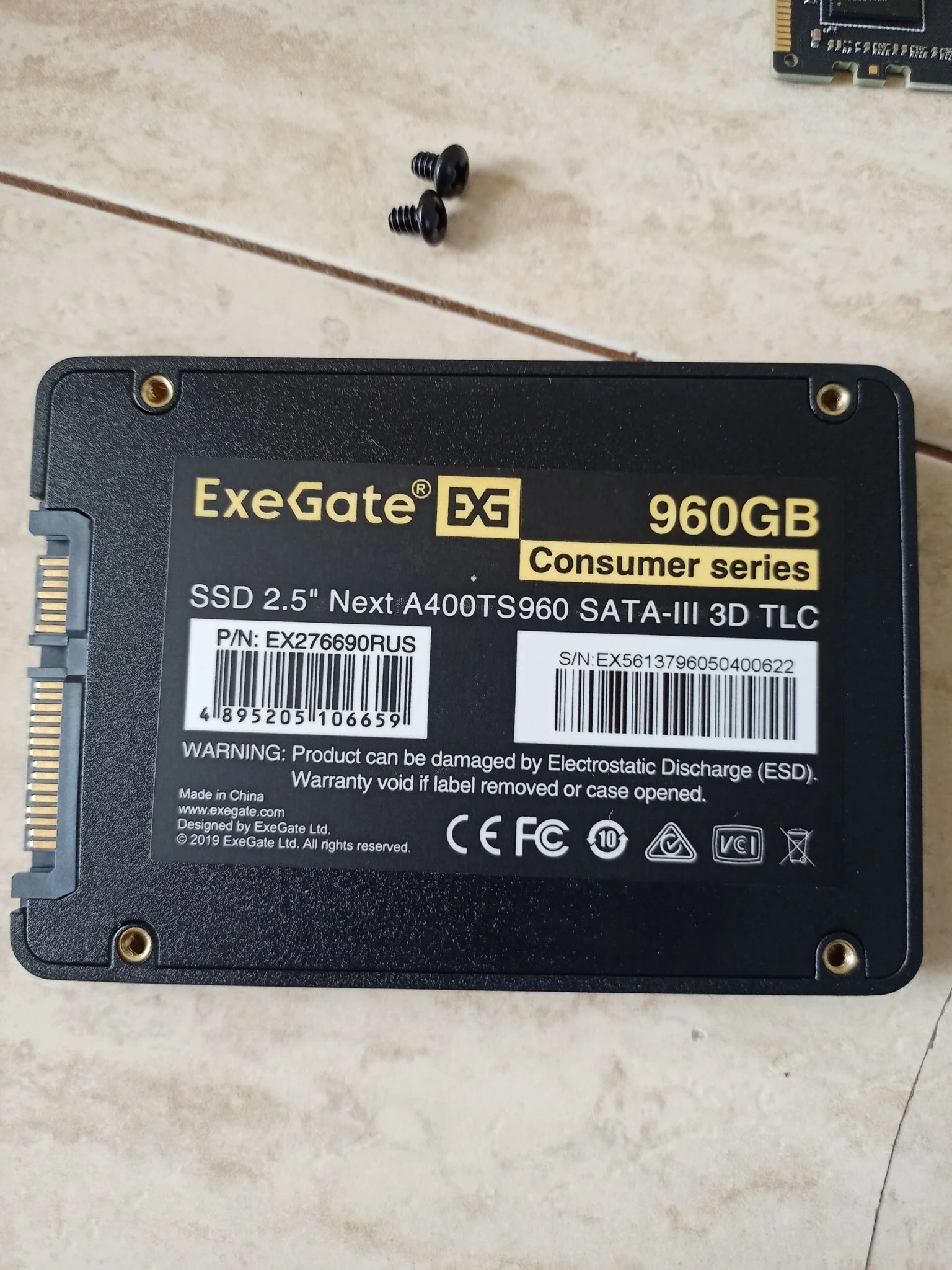 SSD накопитель ExeGate 2.5 960GB Next A400TS960 SATA-III (EX276690RUS)