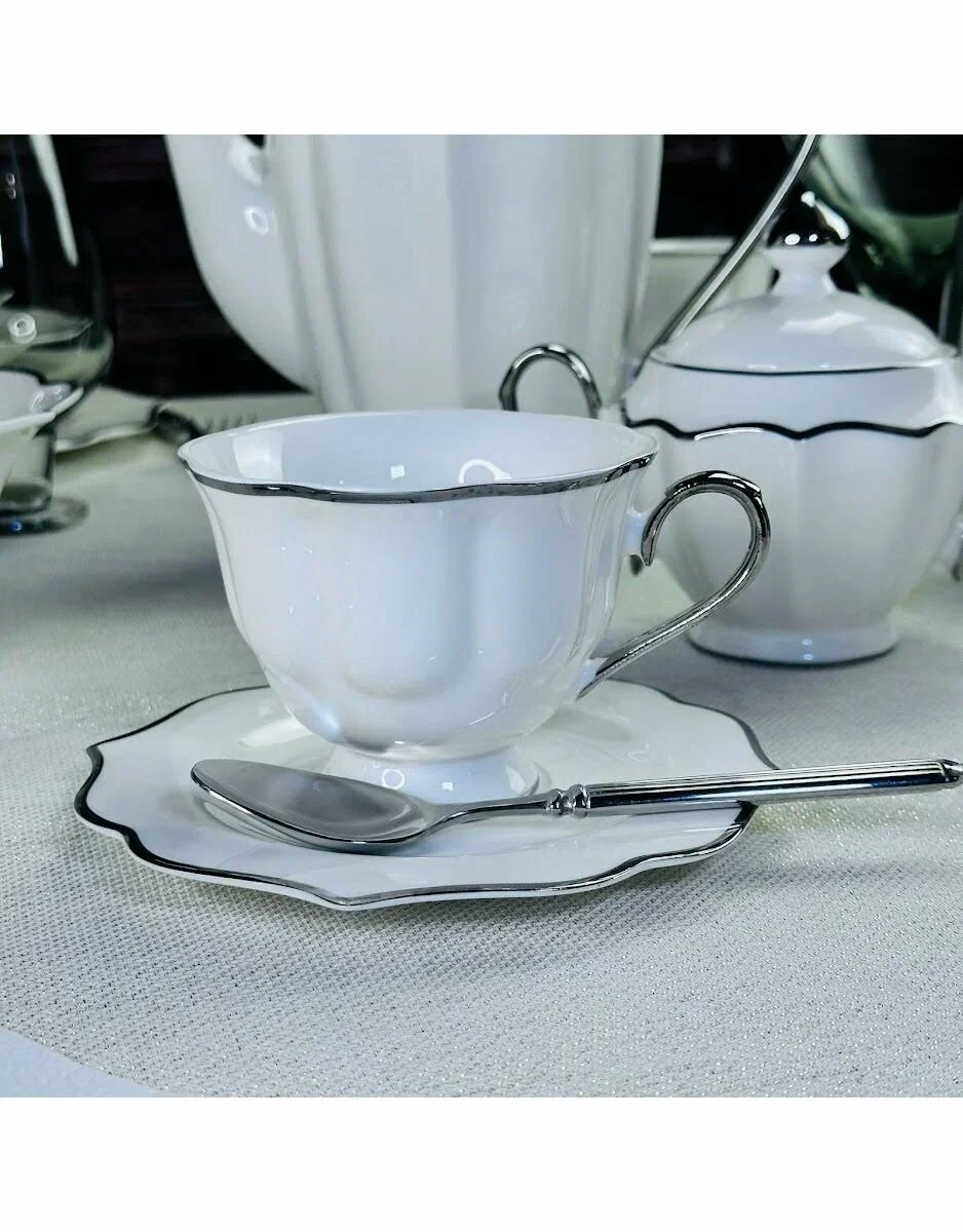205-589 Чайный набор 12пр. 250 мл MAGNOLIA SILVER в под.уп.(х6)Фарфор