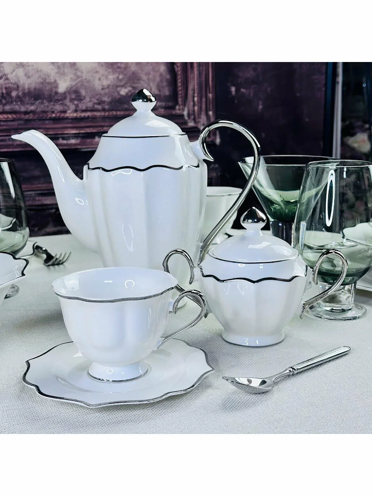 205-589 Чайный набор 12пр. 250 мл MAGNOLIA SILVER в под.уп.(х6)Фарфор