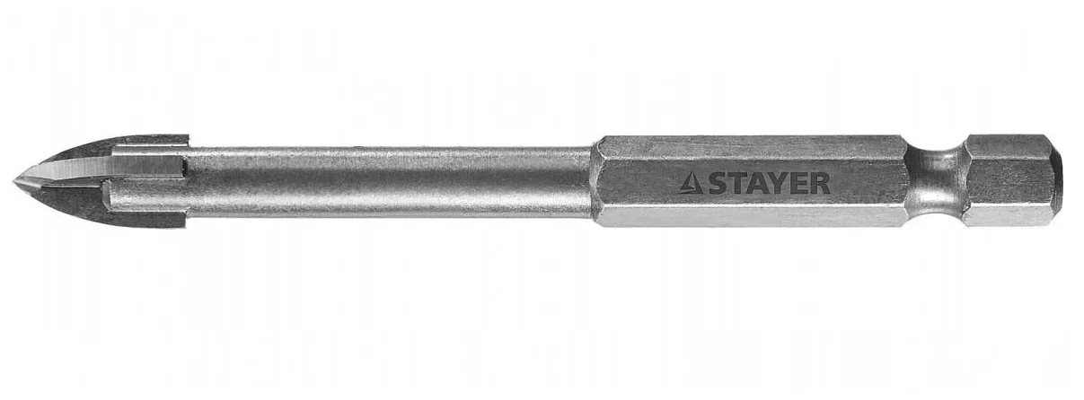 Сверло Stayer 2985-08_z01 по каф/керамогр/стек Д=8мм Дл=80мм (1пред.) для дрелей