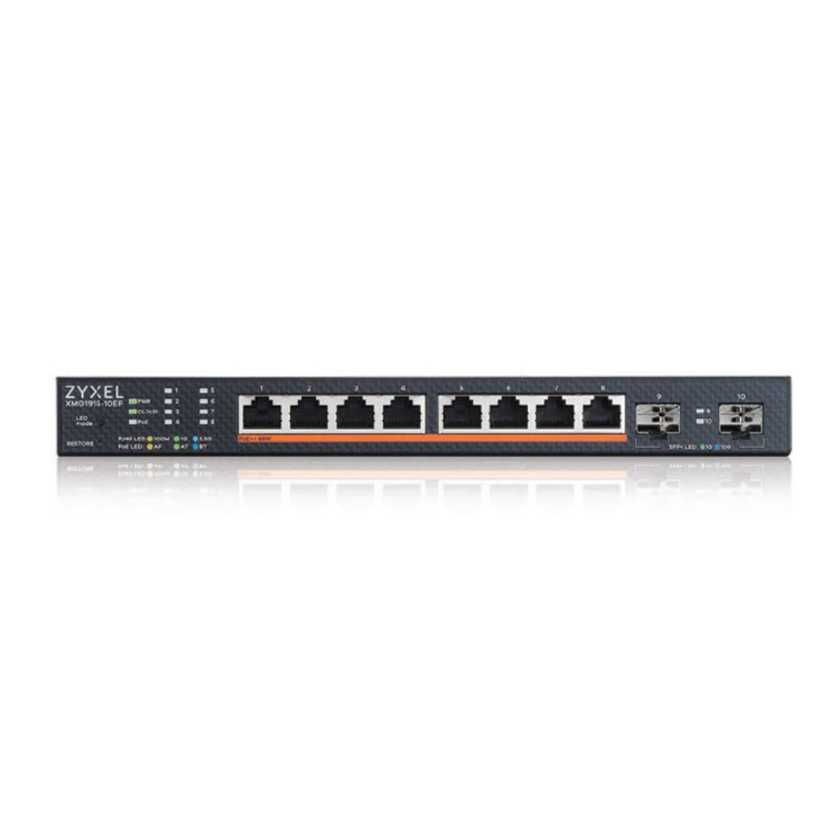 Коммутатор мультигигабитный Smart L3 Lite Zyxel NebulaFlex XMG1915-10E, 8xRJ-45: 1/2.5G, 2xSFP+, бесшумный (без вентилятора)