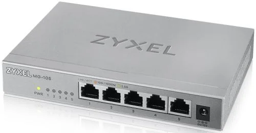 Коммутатор мультигигабитный Zyxel XMG-105, 5xRJ-45: 1/2.5G, 1xSFP+, настольный, бесшумный