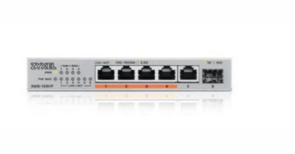 Коммутатор мультигигабитный Zyxel XMG-105, 5xRJ-45: 1/2.5G, 1xSFP+, настольный, бесшумный