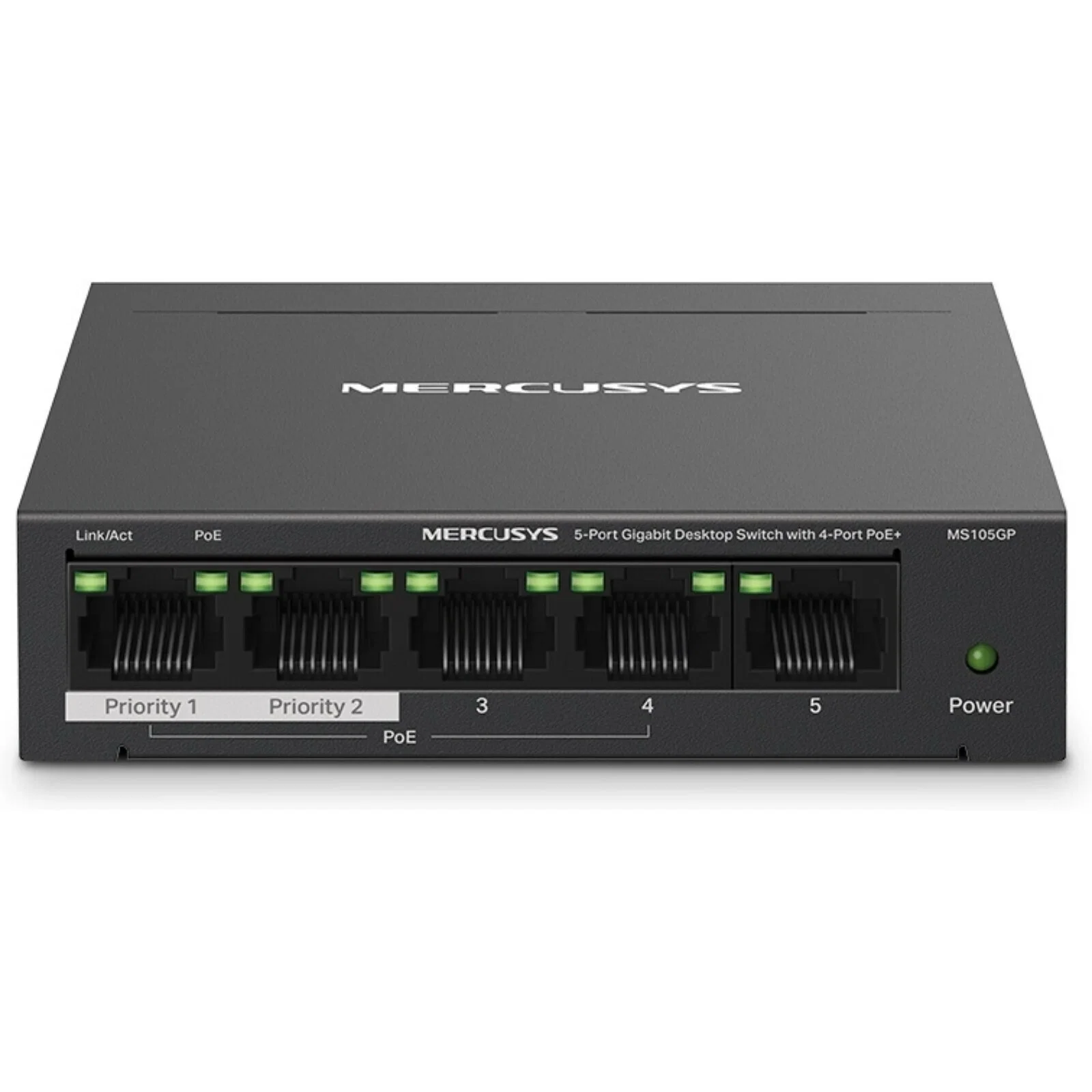 Коммутатор настольный Mercusys MS105GP с 5 гигабитными портами (4 порта PoE+)