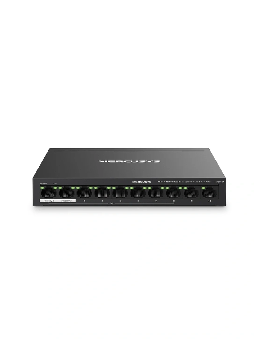 Коммутатор настольный Mercusys MS110CMP с 8 портами PoE+ 10/100 Мбит/c и 2 гигабитными портами