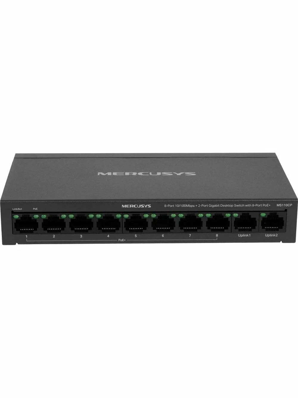 Коммутатор настольный Mercusys MS110CP с 8 портами PoE+ 10/100 Мбит/c и 2 гигабитными портами