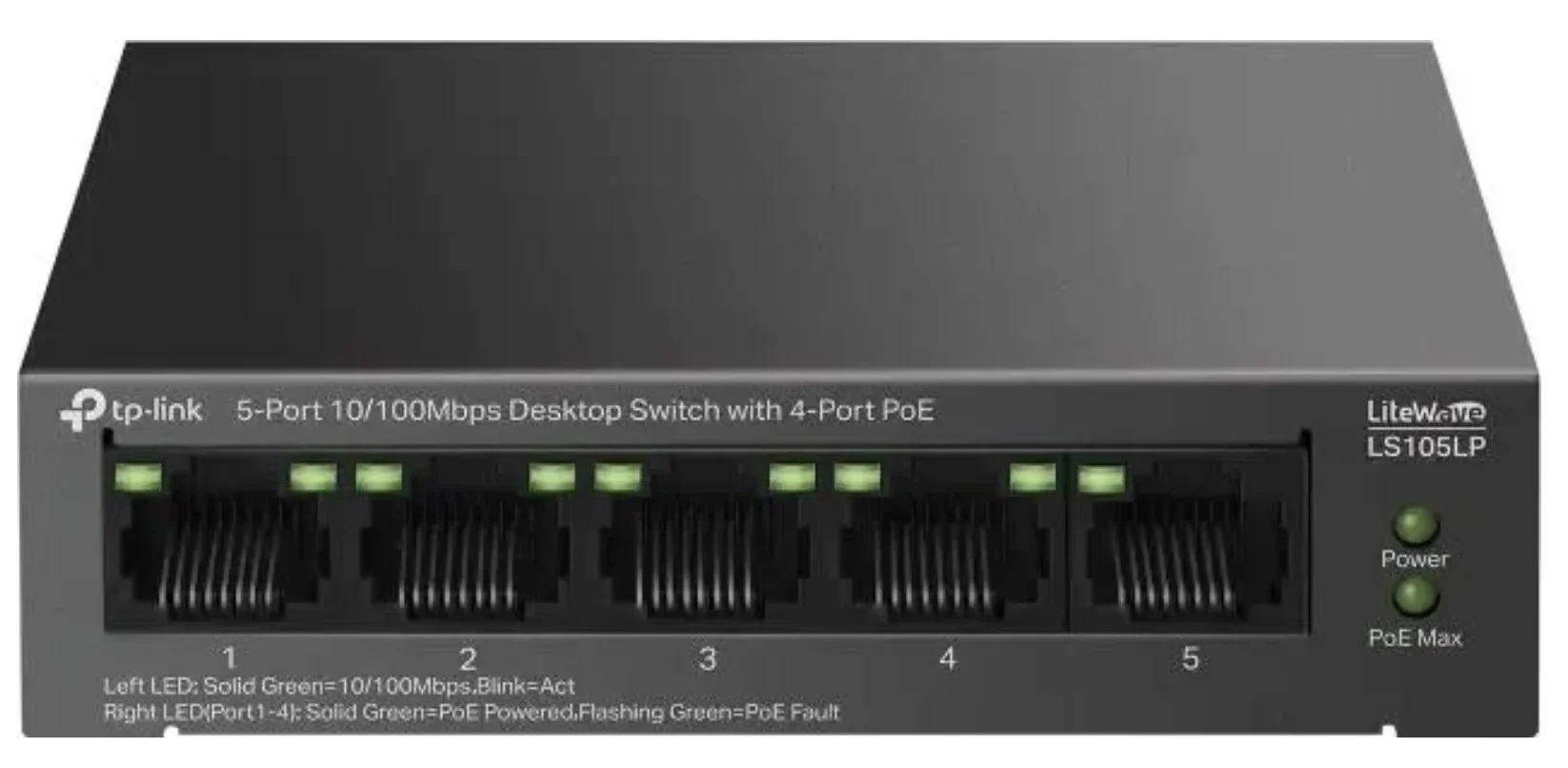 Коммутатор настольный TP-Link LS105GP с 5 гигабитными портами (4 порта PoE+)