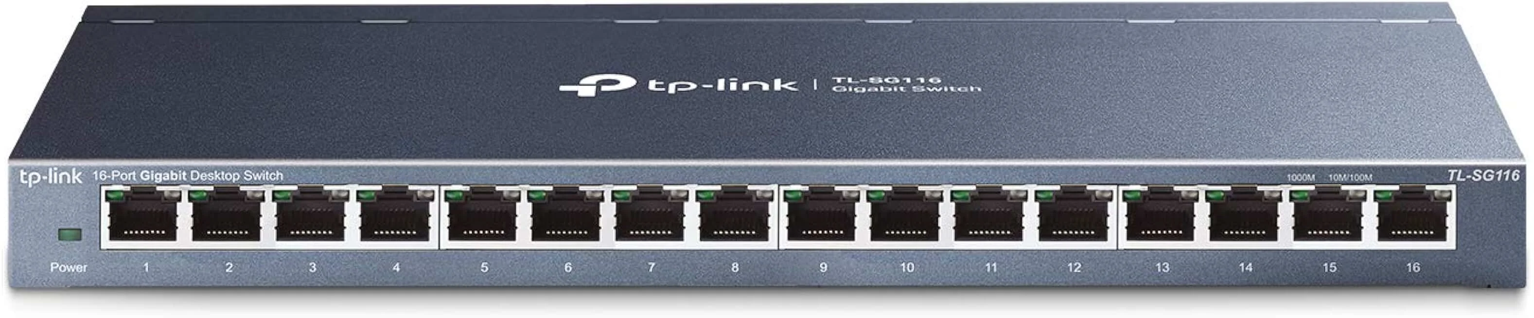 Коммутатор настольный TP-Link TL-SG116P с 16 гигабитными портами PoE+