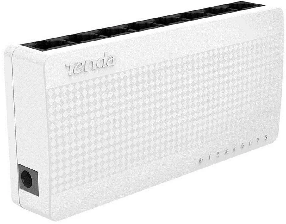 Коммутатор настольный неуправляемый Tenda S108 (mini), 8 портов Ethernet 10/100 Мбит/сек, пластиковый корпус