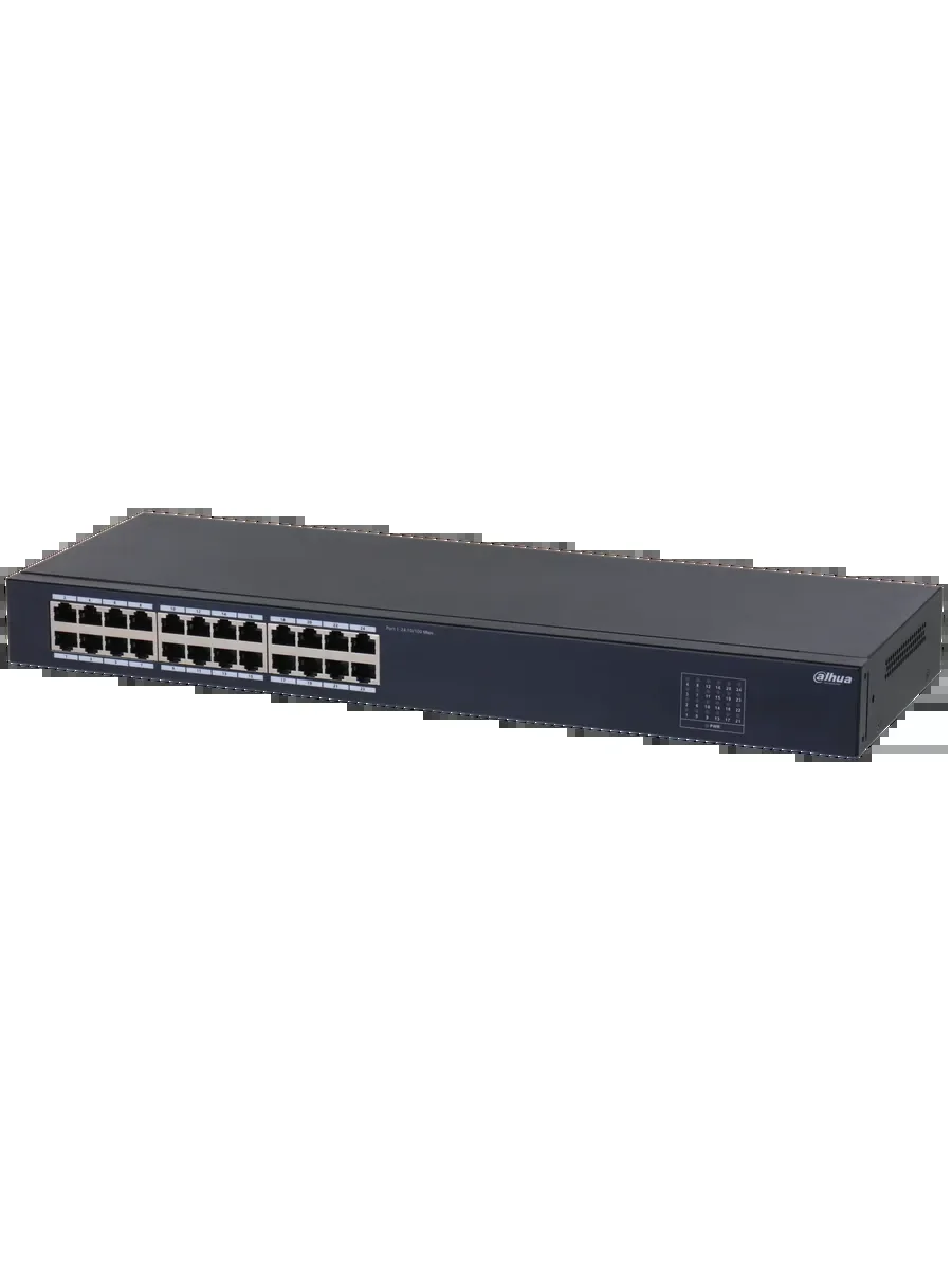 Коммутатор настраиваемый 24-портовый Dahua DH-SF1024 24xRJ45 100Mb, коммутация 4.8 Гбит/с, MAC-таблица 8К, металл