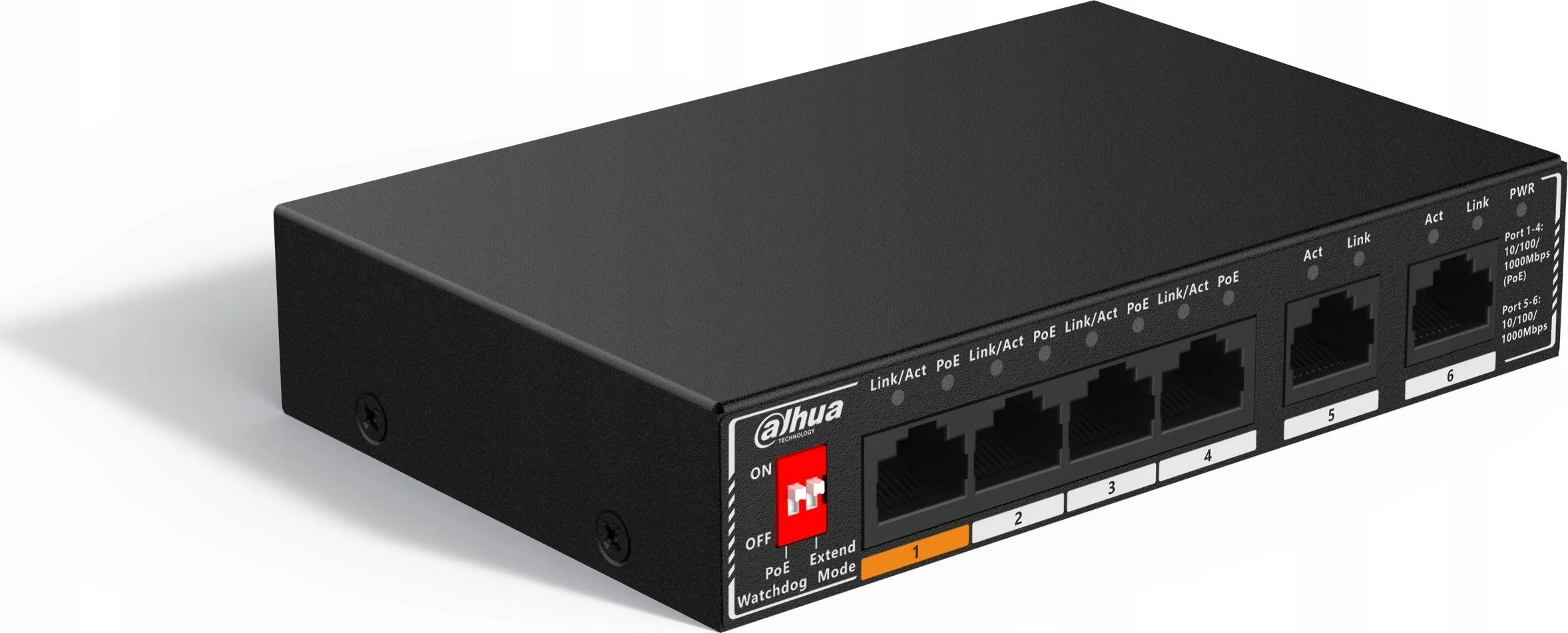 Коммутатор настраиваемый 26-портовый с РоЕ Dahua DH-SF1026LP, 24xRJ45 100Mb PoE, 2xRJ45 1Gb uplink, суммарно 190Вт, коммутация 8.8 Гбит/с, MAC-таблица