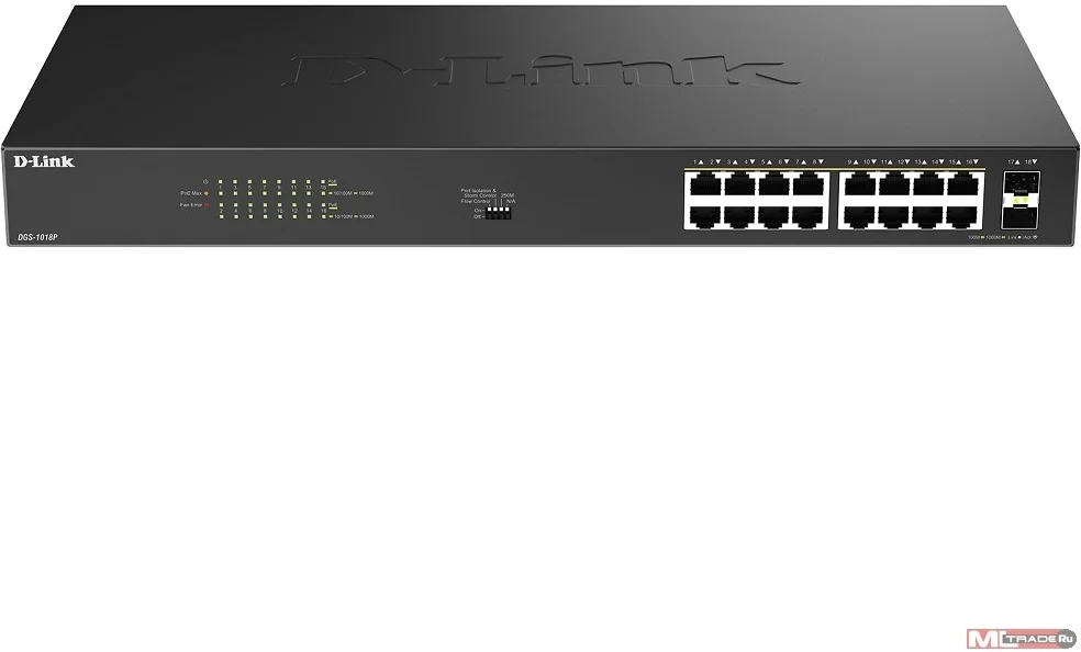 Коммутатор настраиваемый L2 c 16 портами DGS-1100-16V2/A2A 10/100/1000Base-T
