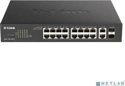 Коммутатор настраиваемый L2 D-Link DGS-1100-18PV2/A3A с 16 портами 10/100/1000Base-T и 2 комбо-портами 1000Base-T/SFP (16 портов PoE 802.3af/at, PoE-б