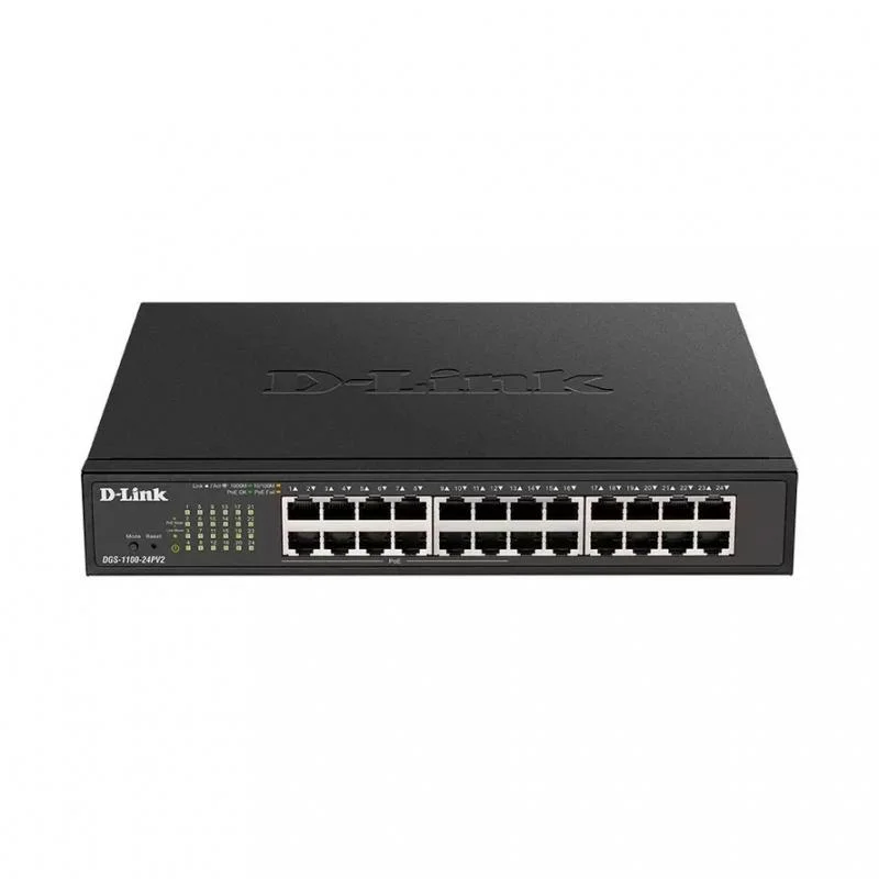 Коммутатор настраиваемый L2 D-Link DGS-1100-24PV2/A3A c 24 портами 10/100/1000Base-T (12 портов РоЕ 802.3af/at, PoE-бюджет 100 Вт)