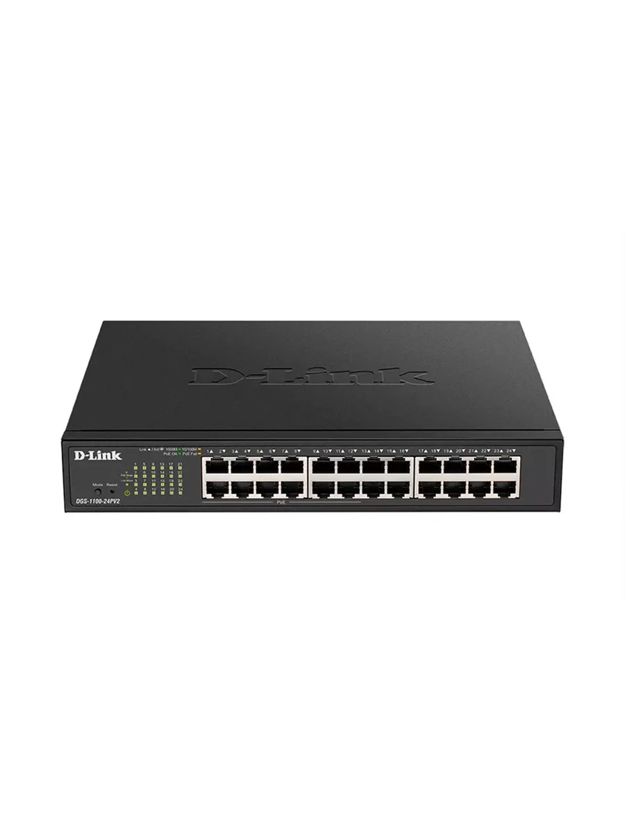 Коммутатор настраиваемый L2 D-Link DGS-1100-24PV2/A3A c 24 портами 10/100/1000Base-T (12 портов РоЕ 802.3af/at, PoE-бюджет 100 Вт)