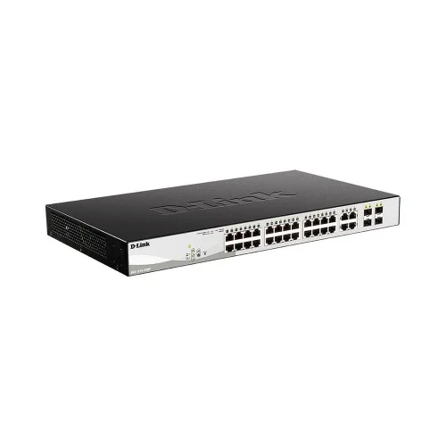 Коммутатор настраиваемый L2 D-Link DGS-1210-28MP/F4A с 24 портами 10/100/1000Base-T и 4 комбо-портами 100/1000Base-T/SFP (24 порта PoE 802.3af/at, PoE