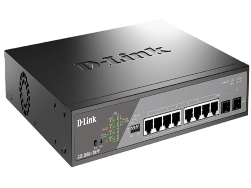 Коммутатор настраиваемый L2 PoE-коммутатор, 8x1000Base-T PoE, 2х1000Base-X SFP, PoE-бюджет 65 Вт, упрощенный интерфейс CLI