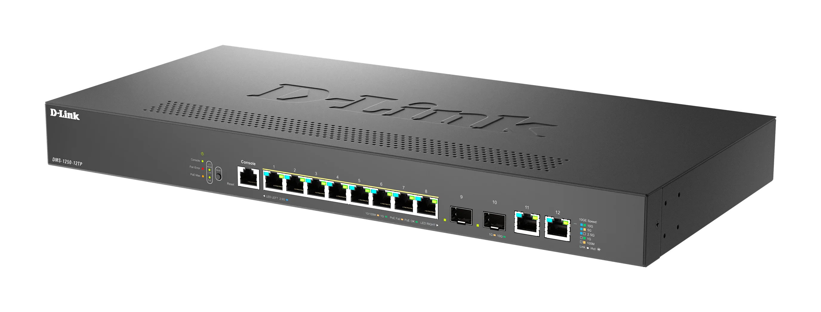 Коммутатор настраиваемый L2+ D-Link DXS-1210-12TC/B1A PROJ с 8 портами 10Gbase-T, 2 портами 10Gbase-X SFP+ и 2 комбо портами 10Gbase-T/SFP+