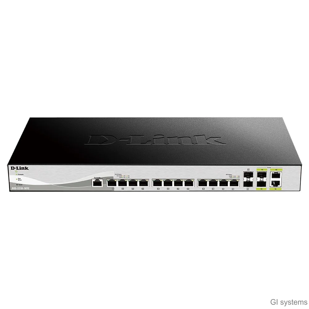 Коммутатор настраиваемый L2+ D-Link DXS-1210-12TC/B1A PROJ с 8 портами 10Gbase-T, 2 портами 10Gbase-X SFP+ и 2 комбо портами 10Gbase-T/SFP+