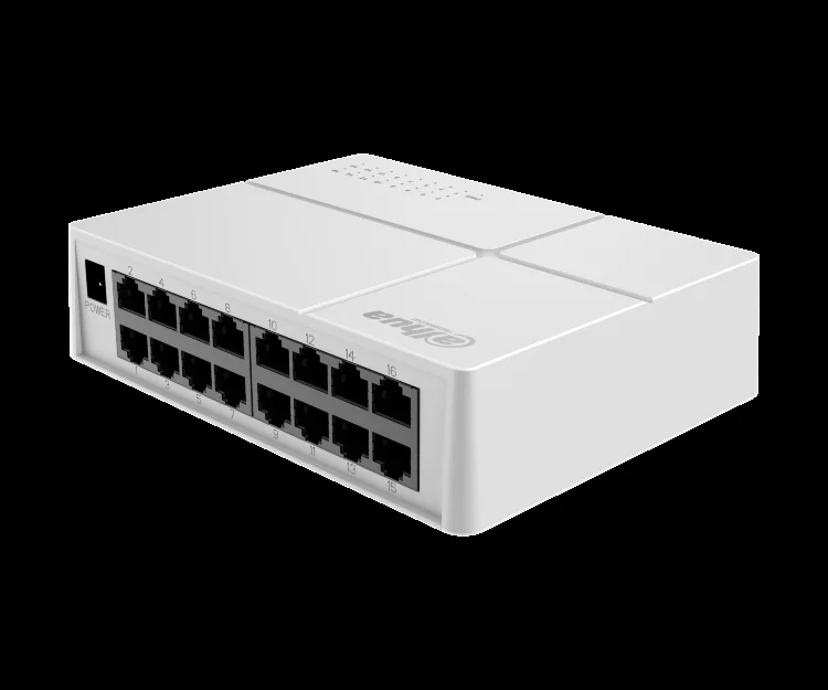 Коммутатор неуправляемый 16-портовый Dahua DH-SF1016 16xRJ45 100Mb, коммутация 3.2 Гбит/с, MAC-таблица 8К, металл