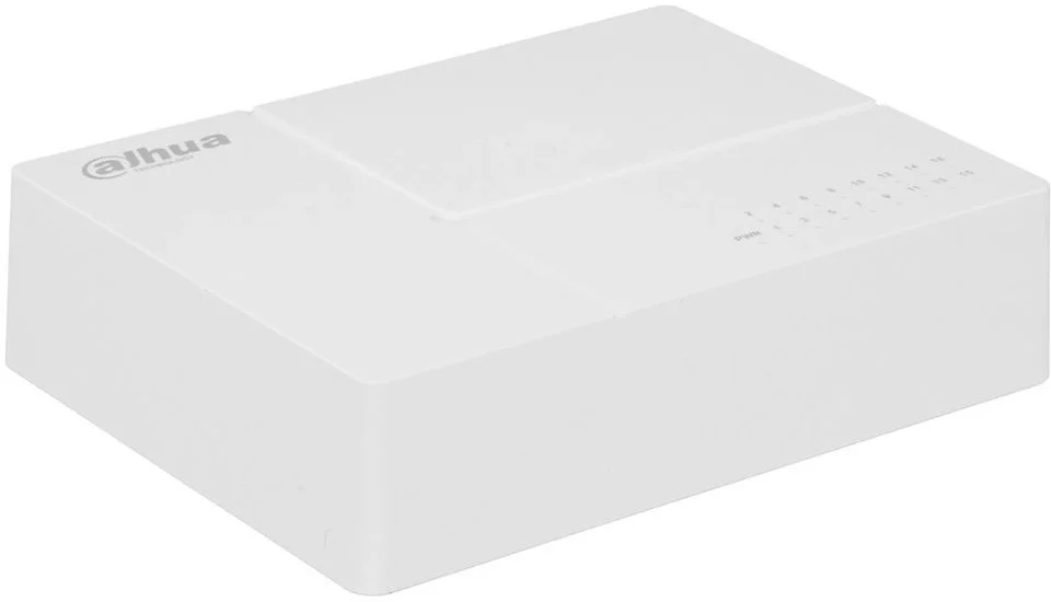Коммутатор неуправляемый 16-портовый Dahua DH-SF1016 16xRJ45 100Mb, коммутация 3.2 Гбит/с, MAC-таблица 8К, металл