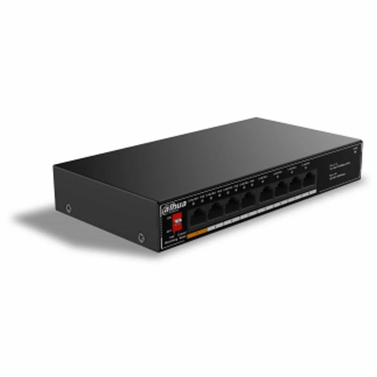 Коммутатор неуправляемый 8-портовый с РоЕ Dahua DH-SF1008LP, 4xRJ45 100Mb PoE, 4xRJ45 100Mb, суммарно 60Вт, коммутация 1.8 Гбит/с, MAC-таблица 2K, мет