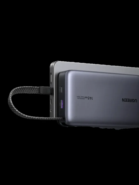 Аккумулятор портативный UGREEN PB551 55992B 145W Power Bank 0mAh USB-C&USB-A со встроенным кабелем USB-C. Цвет: серый космос