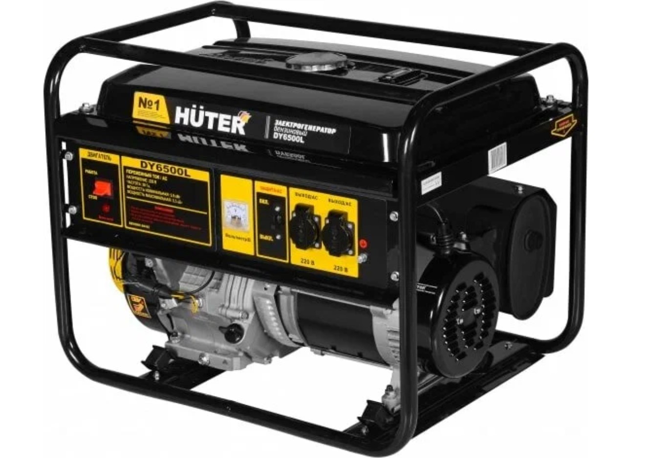 Генератор бензиновый DY6500L Huter (5-5,5 кВт, ручной запуск, 13 л.с, бак 22 л)