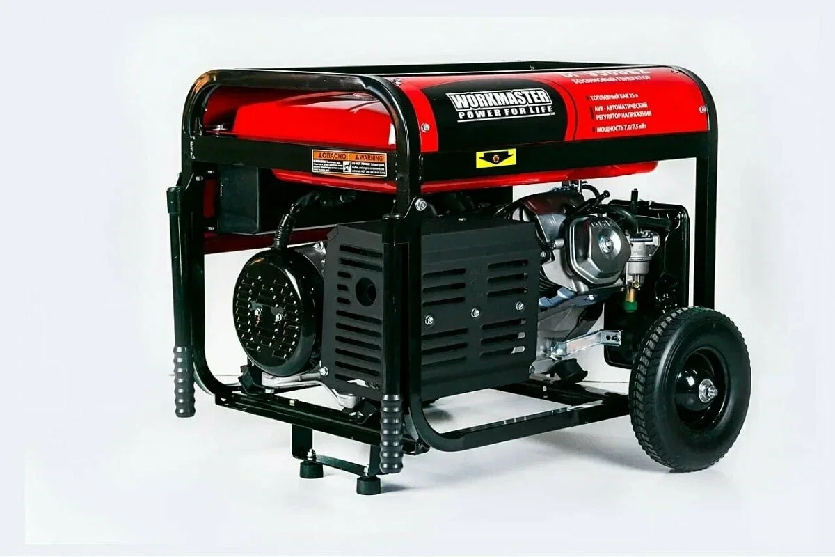 Генератор бензиновый WorkMaster БГ-12500E2 (9/10кВт,экран 3-1,электр, колеса ,ручки,РОЗЕТКА ПОД АВР)
