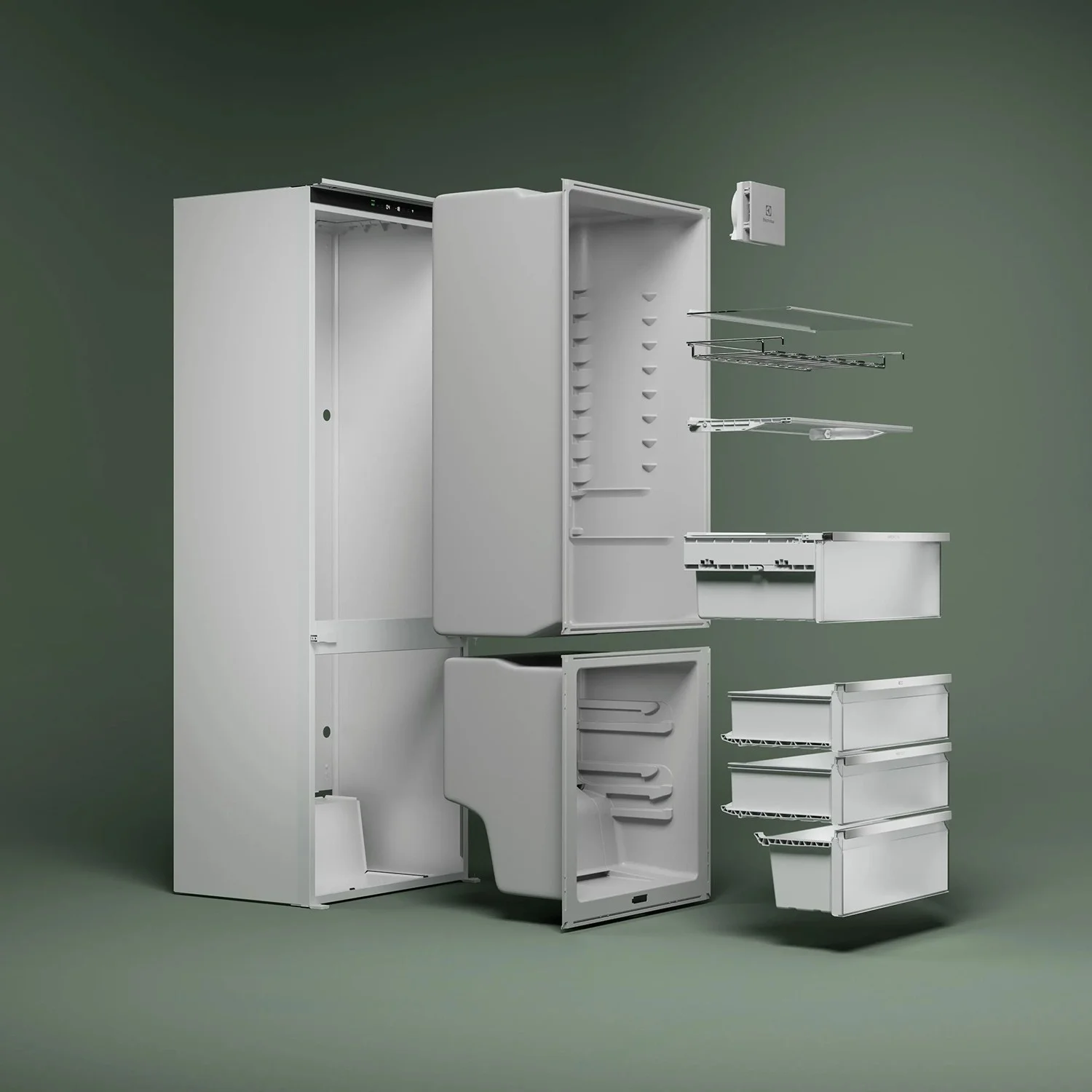 Холодильник встраиваемый ELECTROLUX E6MNCE19S комбинированный, встраиваемыйTwinTech 600, скользящие направляющие, No Frost (морозильная камера), сенсо