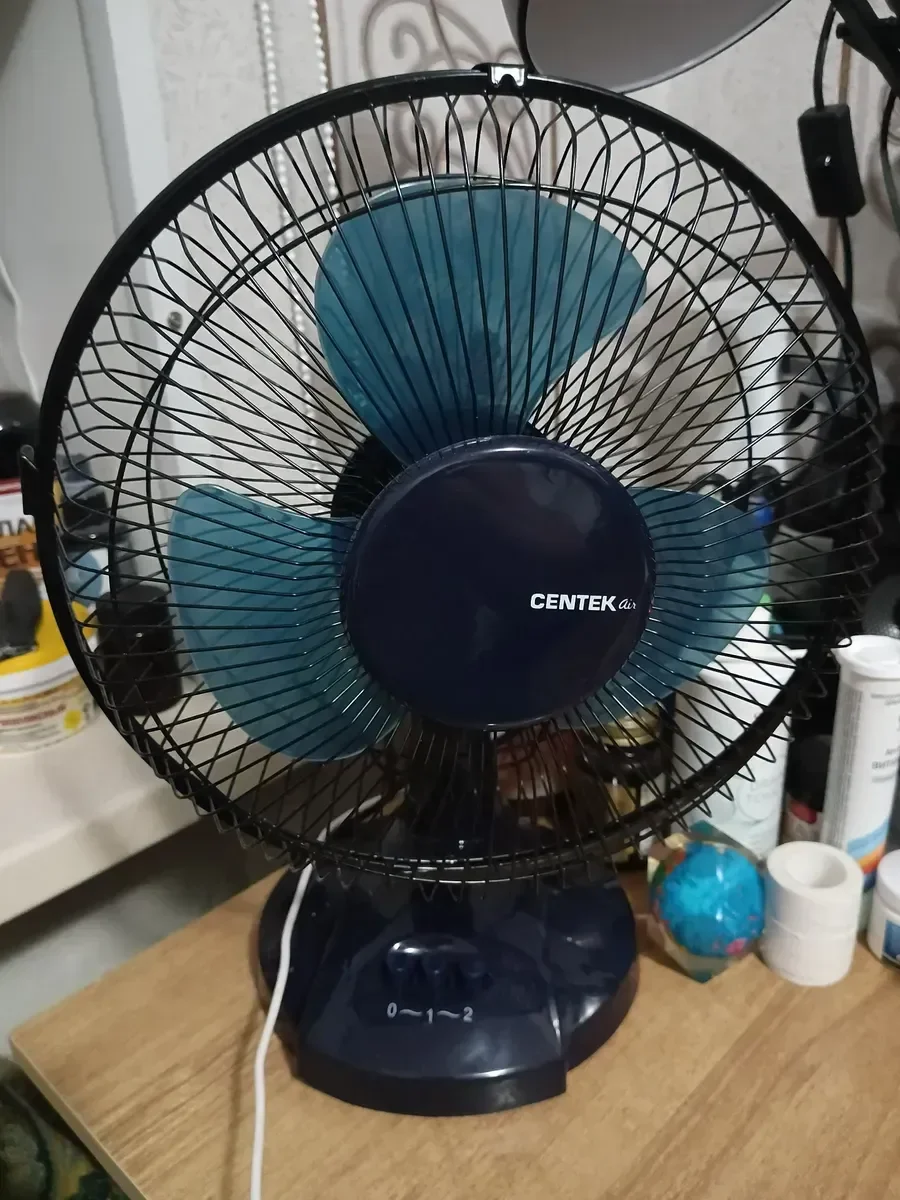 Вентилятор Centek CT-5006 синий, настольный, 25 Вт, 2 скорости, 23 см