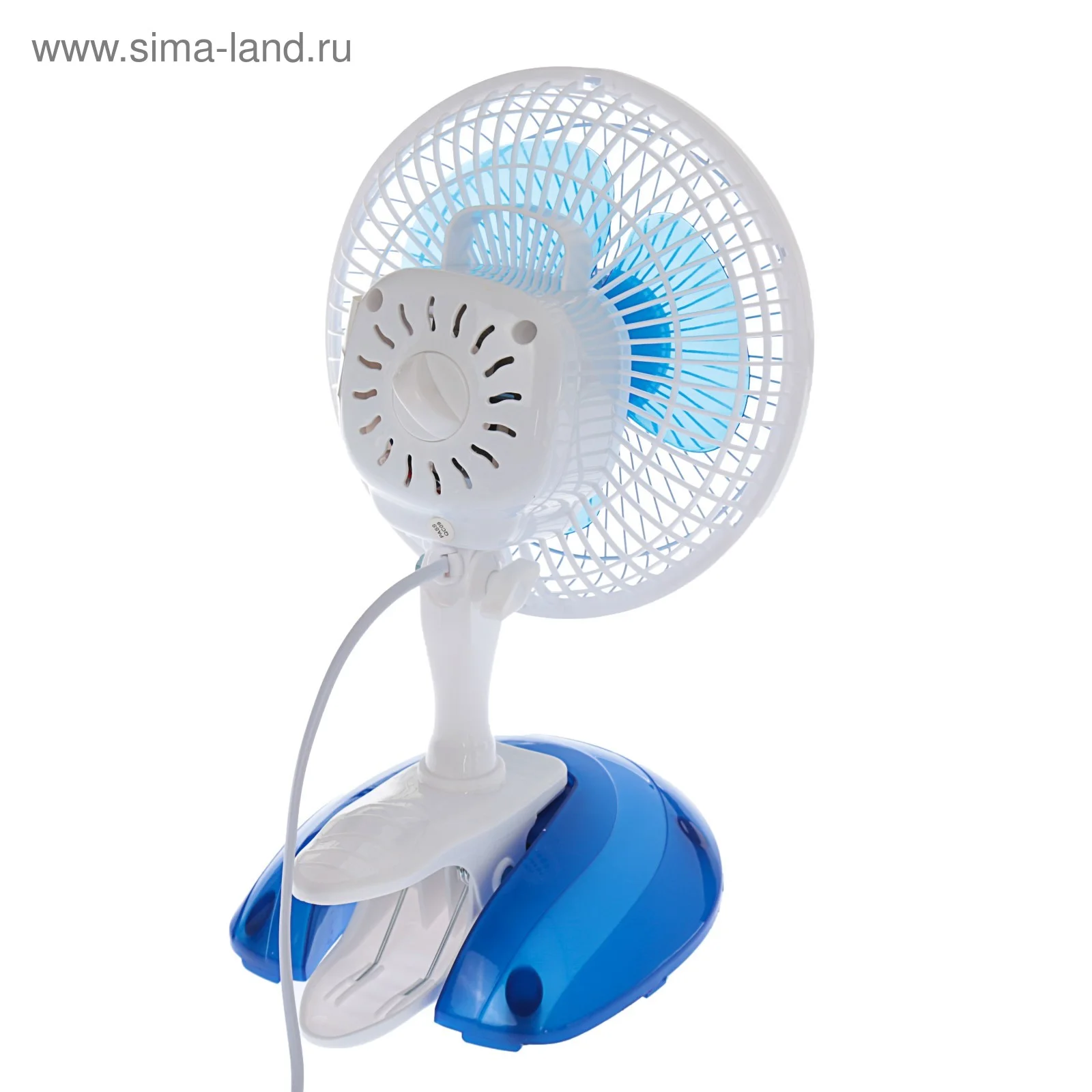 Вентилятор Energy EN-0601 белый/синий, настольный, 15 Вт, 2 скорости, 15 см, с прищепкой