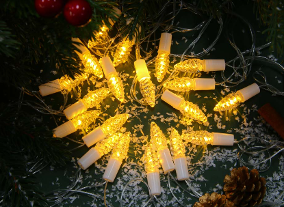 СНОУ БУМ Гирлянда эл. с насадками "Шишки" 4м, 20LED, шампань, пост свечение, ПВХ проз, 220В