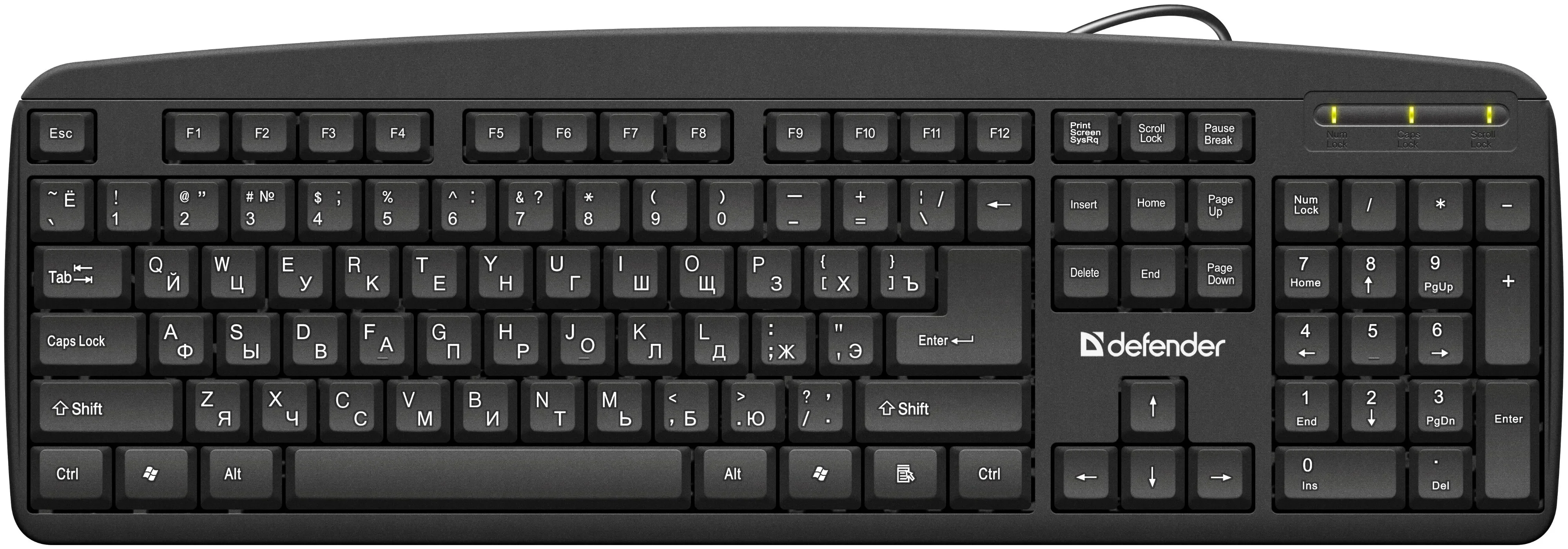 Defender Клавиатура проводная Office HB-910 RU, черный, полноразмерная.